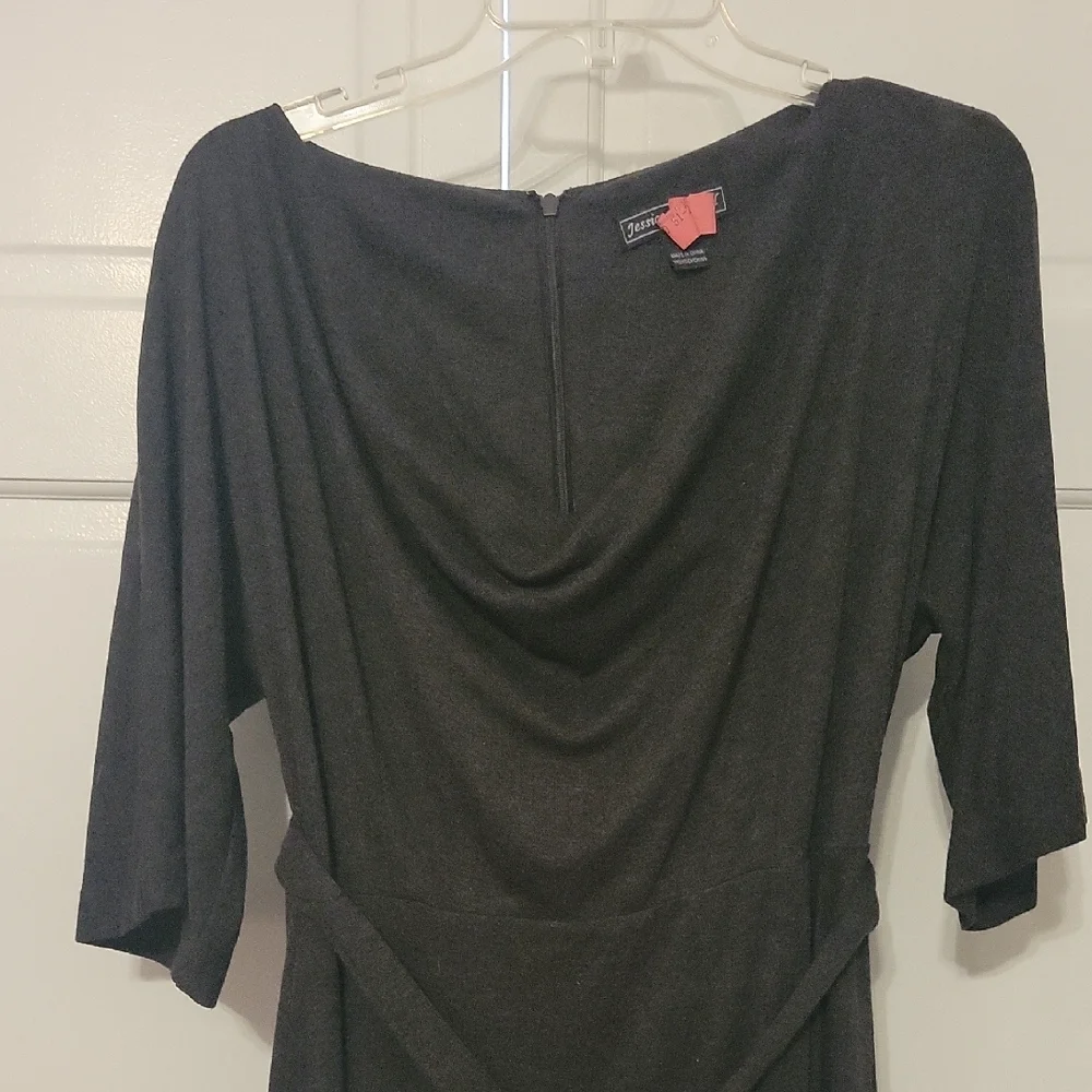 Casual Charcoal Grey Dress with Embroidered Details - Picture 2 of 4